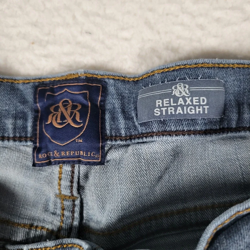 Rock & Republic Relaxed Straight Jeans Mens 32x30 Blue Medium Wash Denim‎ Pants